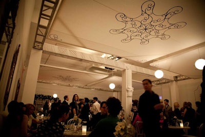 In addition to candles, the café's dropped ceiling created an intimate atmosphere.