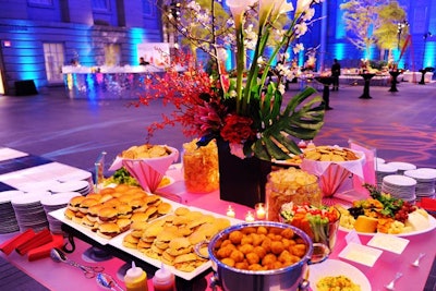 Snacks at the official post-party included chopped veggies and sliders.