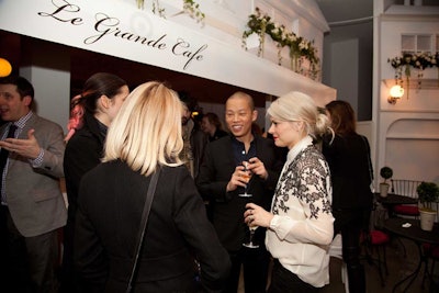 Jason Wu (pictured, second from right) was among the event's guests and spent much of the night chatting with fashion industry folks like stylist Kate Young (pictured, far right).