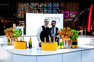 Champagne was served in the Audi lounge.
