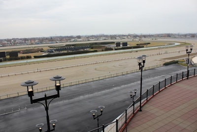 Events can be held on the terrace, which has views of the racetrack.