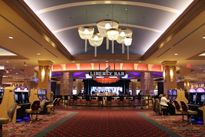A view of the Liberty Bar can be seen from the casino floor on the second level.