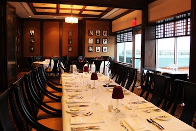 RWPrime Steakhouse has a private dining room with views of Aqueduct Raceway.