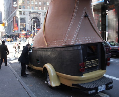 L.L. Bean constructed the over-size boot with as much detail as possible, including shoelaces made from 12-strand braided mooring rope. The vehicle is even eco-friendly, generating zero percent carbon dioxide emissions using a diesel engine with a urea tank and particulate filter.