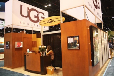 To hinder counterfeiting, Ugg created a closed booth that was accessible only with permission from a host at the entrance. Inside the contemporary 20- by 20-foot space, the footwear and apparel manufacturer showcased its fall 2012 line and offered meeting space.