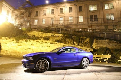 One anachronism: The new Mustang from sponsor Ford was on view.