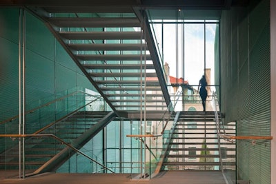 The $114 million addition overlooks the original museum.