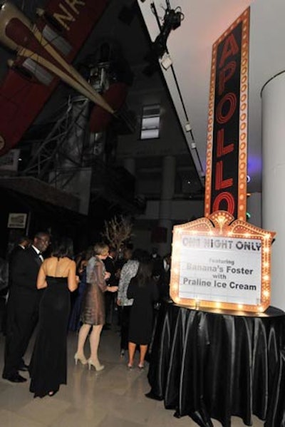 The event raises funds for the Black Creativity program at the museum, which highlights African-American culture, heritage, and scientific achievements. Inspired by a significant period in black history, this year's event took on a Harlem Renaissance theme. Props included an Apollo theater sign.