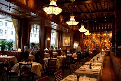 Ground floor dining areas include the Arboretum Room, Oak Bar, sushi bar, main dining room, and main bar.
