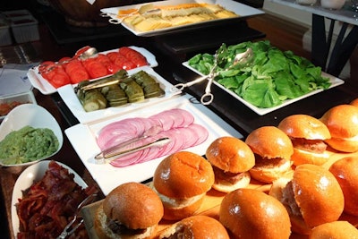 The hotel served childhood favorites like mini burgers and all the toppings, along with french and sweet potato fries.