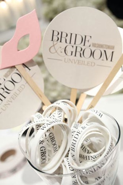 Wrist bands at the check-in desk incorporated the Washingtonian Bride & Groom logo.