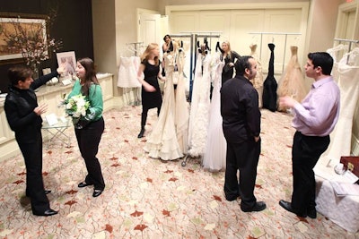 Set up near the runway, the Bridal Salon at Saks Jandel's mini-boutique held gowns from Reem Acra, Vera Wang, and Oscar de la Renta.