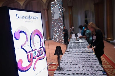 Signage throughout the venue and at the Washington Business Journal lounge reminded guest of the publication's 30th anniversary this year.