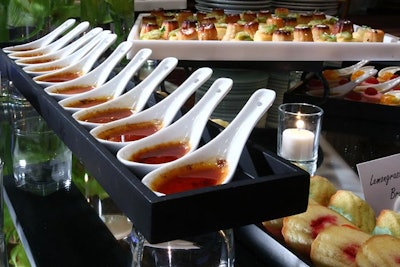 Lemongrass crème brûlée joined desserts like currant panna cotta, yuzu puff pastry, and raspberry madeleines.