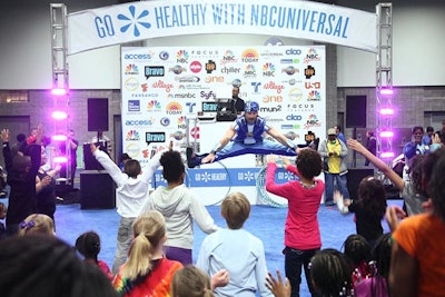 Children participated in an interactive workout at the NBC Go Healthy Step-A-Thon exhibit.
