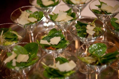 Salads in martini glasses were among the offerings.