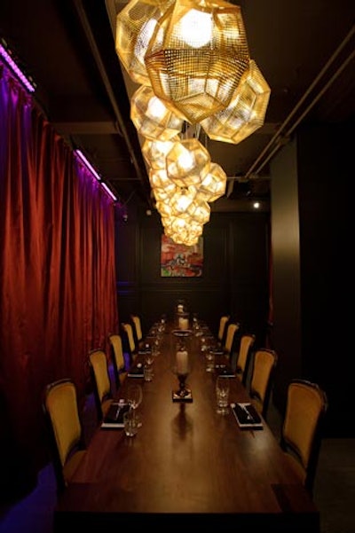 A table for 16 can be curtained off from the main dining room.