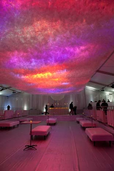 The tent, which Heffernan described as a 'plastic ice box,' had a cellophane ceiling and luminescent plastic walls.