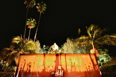 The entrance at Sowden House in Los Feliz was marked by a large step-and-repeat tent that had been erected directly at the foot of the residence. Inside, while V.I.P.s posed for photos, a looping LED video showcased the film Sofia Coppola directed for the Marni for H&M collaboration.