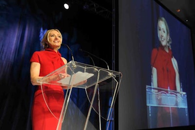 Kerry Mitchelle, who chaired the Book Lover's Ball, spoke before the fashion show.