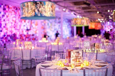 Black curtains led to the dining room entrance, which had been purposely covered to keep the evening's decor a surprise for guests.