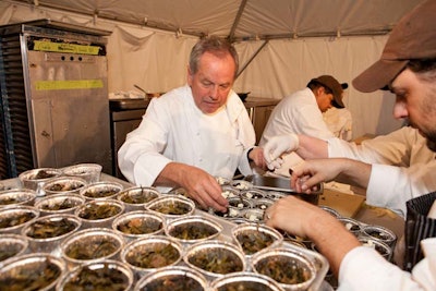 Wolfgang Puck Catering serviced the event, and Puck himself attended the gala. Though he did take some time to mingle with guests, the famous chef was busy in the kitchen for most of the evening.