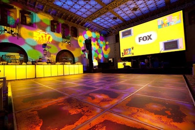 Colorful lighting and a lava-look dance floor transformed the historic look of the hotel venue.
