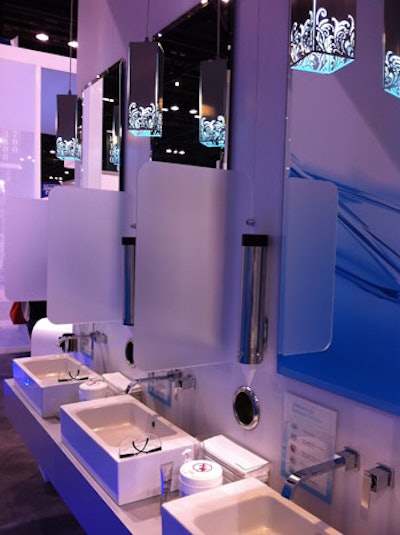 Sonicare had a large, central display that showcased several of its newest products. In one area, a bathroom-like setting filled with mirrors and sinks let dental pros test out the new AirFloss.