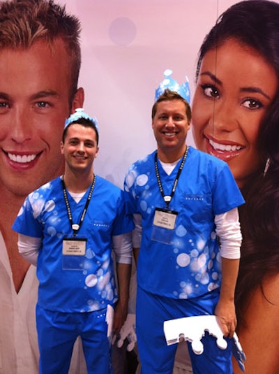 Opalescence, which makes teeth-whitening systems, had staffers distributing branded paper crowns. Guests wore the quirky souvenirs while strolling the trade show floor, and Opalescence reps awarded prizes to crown-wearers at random.