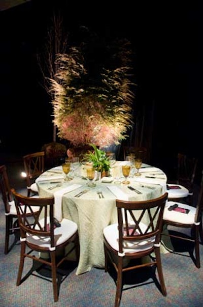 Be Our Guest provided raw silk linens, and Ilex provided the flower arrangements and handled the event's design.