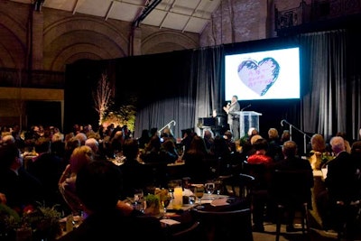 The event took place at the Park Plaza Castle on the day before Valentine's Day. Signage, accordingly, had hearts.