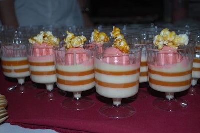 Landmark restaurant 1789 served a layered white chocolate and blood orange cream parfait topped with caramel popcorn.