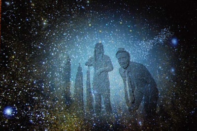 Using Kinect, interactive art installation 'Heart of Stars' showed guests' figures mapped into the constellations. The installation was projected onto a screen in the rear of the foyer.