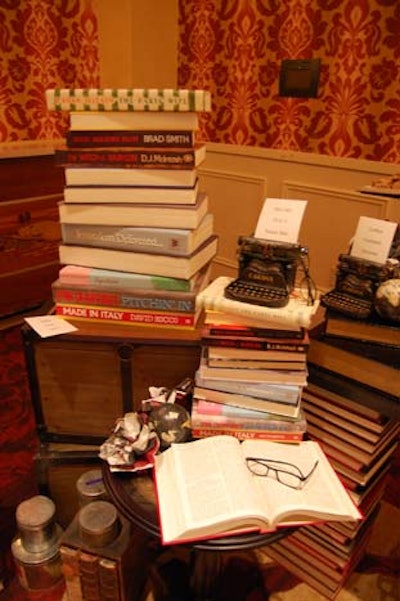The cake (pictured, left) mimicked a stack of books written by the authors in attendance.