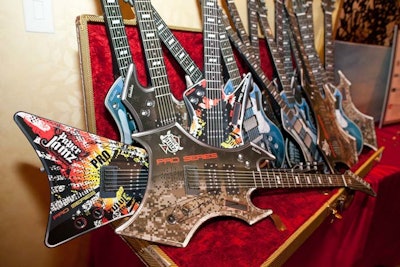 Guitars helped bring the rock theme to life.