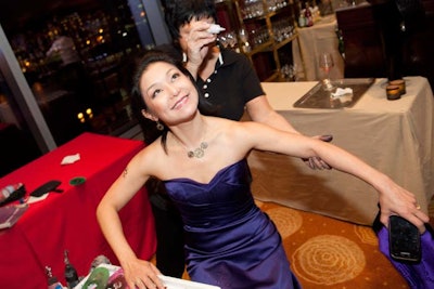 Guests lined up to get temporary tattoos during the cocktail reception.