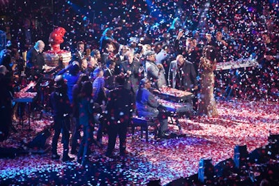 A shower of confetti covered the stage and the entertainers on the star-packed lineup.