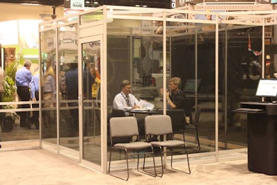 The I.B.S. Live area included two enclosed, 10- by 10-foot meeting rooms