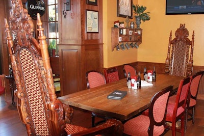 The King's Table near the front of the restaurant can seat 10 people.