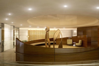 BBGM designed the interior, placing an art piece inspired by sculptor Richard Serra in the center of the lobby.