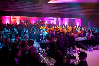 The dance floor in the Carlu's concert hall opened at 10:30 p.m. Colourful lights illuminated the space.