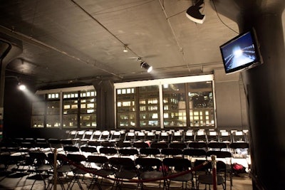 Sandbox Studios painted the space black for the runway presentation, drawing inspiration from a show by late fashion designer Alexander McQueen.