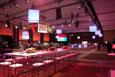 The large space was uplit in red, Loblaw's signature colour, and filled with tall stools and tables.