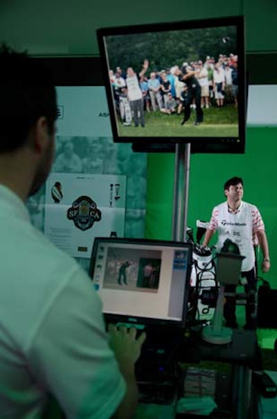 At the 'You're the Caddy' photo booth, attendees posed in front of a green screen and took home photos that looked as if they were caddying for a professional golfer.
