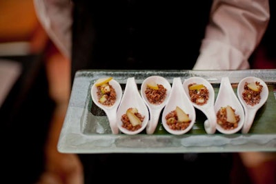 The hotel catered the event, serving spoons of red quinoa with apple and vanilla.