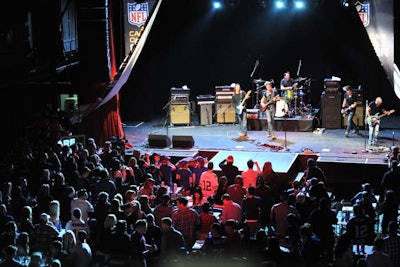 Big Wreck performed on stage before the kickoff. At 6 p.m., a screen was lowered over the stage, and the game was projected on to it.