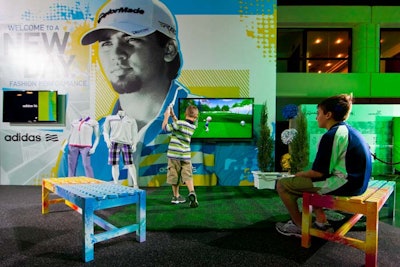 The Adidas apparel area included a Wii loaded with a golf game.