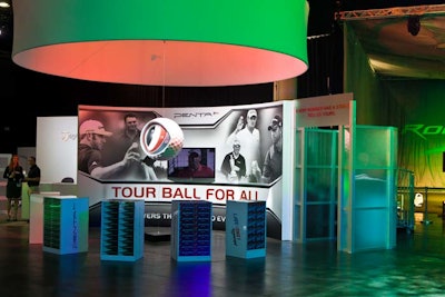 In the display for TaylorMade's Penta TP balls, attendees could step inside a booth to record a video explaining what number they would like to have printed on a ball and why. Within the next month, the company will send each of the 500 people who recorded videos a sleeve of balls customized with their numbers.