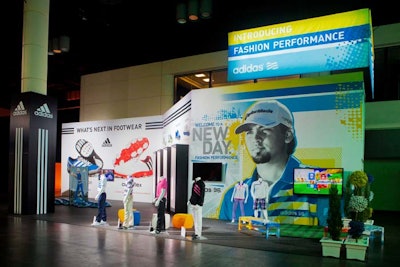 Bright colors and patterns filled the Adidas area of the exhibit, to go along with the apparel's concept of 'Play Bold.' Professional golfer Jason Day is one of the faces of the line, so an over-size photo of him filled a big part of the backdrop.