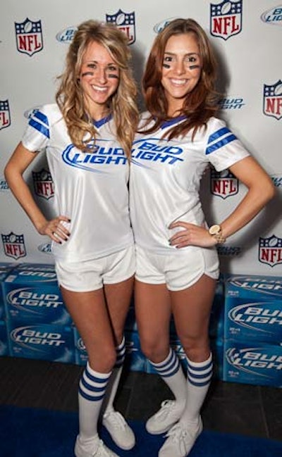 Bud Light girls circulated during the party. Guests could get their photo taken with the brand reps in front of a step and repeat.